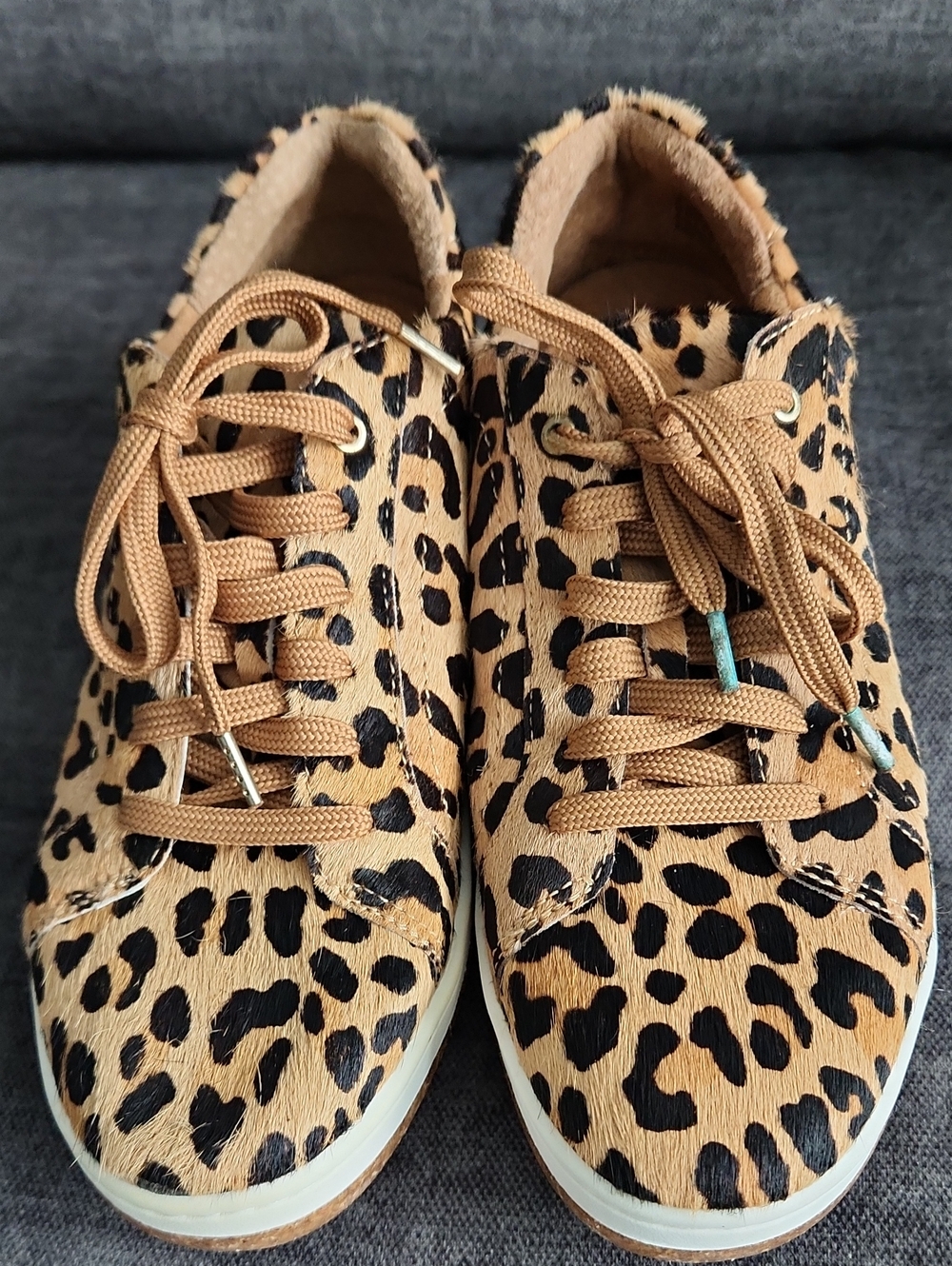Aetrex Leopard Print Lace-Up Sneakers - Tan/Black Eur38